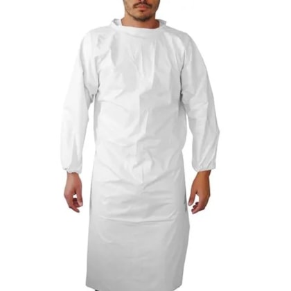 Avental Barbeiro Pvc Branco Com Elastico Nos Punhos Ca 37910