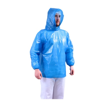 Bata polietileno com elástico e capuz azul oceano BAT00134 Ca 30354 Prevemax