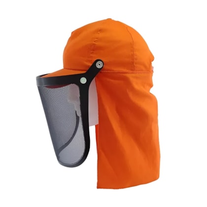 Bone Brim Protecao Nuca Laranja 30cm Com Tela Protetora