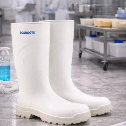 Bota Branca Pu Ecoboots Cano Longo Bico Composite Ca 34233