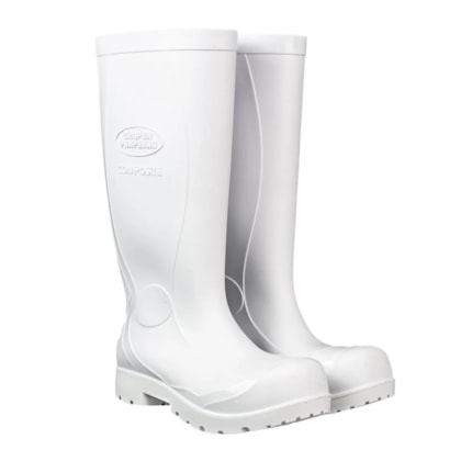 Bota de PVC branca cano longo biqueira composite CA 46877 Calfor Pampeana