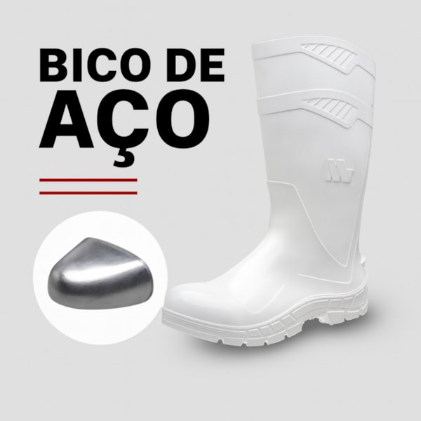 Bota De Pvc Branca Cano Longo Com Bico De Aço-d4e0bf8d-f1df-4ef3-9939-85ca61424681