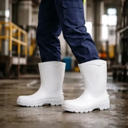 Bota De Pvc Branca Cano Médio 100awork Ca 48261