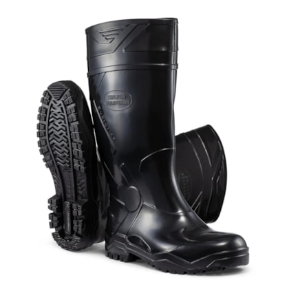 Bota de PVC preta bico e palmilha de aço Ca 35400 Calfor Pampeana