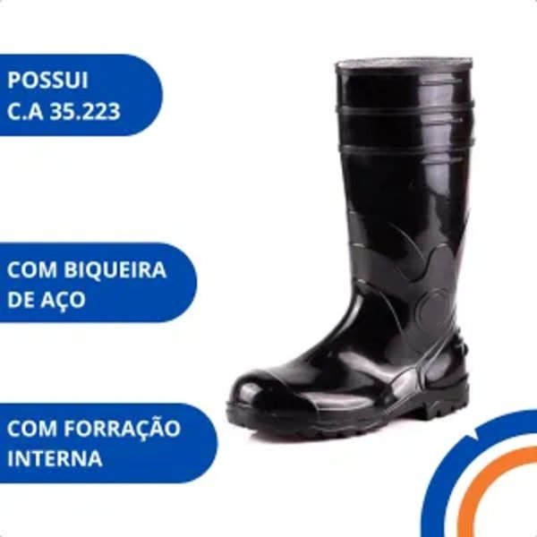 Bota De Pvc Preta Com Bico De Aço 39 Ca 35223 85bpl200-116e09b3-6eb9-416f-84c1-de5504caae1f