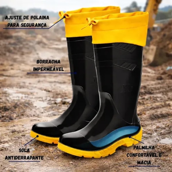 Bota De Pvc Preta Com Polaina 100aworkf-ca-pra-pl Ca 42673-6c52fed9-febc-4b27-9b90-19e302a546ab