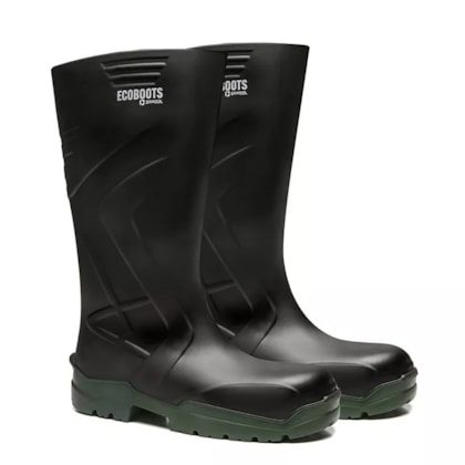 Bota Preta Pu Ecoboots Cano Longo Bico Composite Ca 34233