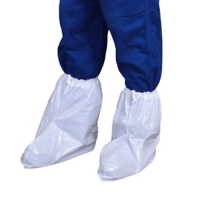 Bota propé polietileno com elástico impermeável branca pacote com 100 unidades ref. PRBOT00032/BOT00064 Prevemax