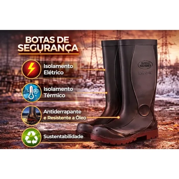 Bota Pvc Cano Longo Forrada Preta/vermelha Composite Ca 51349-858928f1-0222-464e-a642-d8b40f898f16