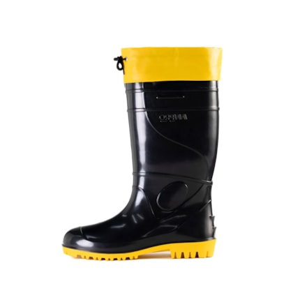 Bota Pvc Cano Longo Preta/amarela C/ Polaina Ca 49855