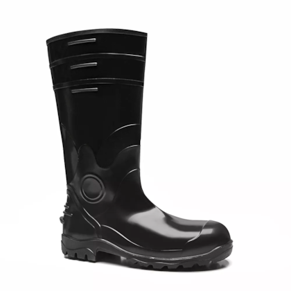 Bota Pvc Preta Cano Longo Com Palmilha De Aço Ca 35225