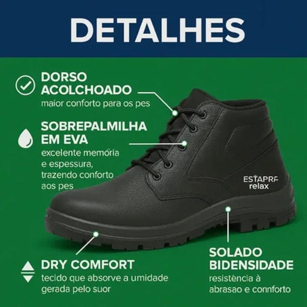 Botina Cadarço Bico Pvc Ca 41453-875f6434-f229-4891-adcd-56e9b3856f0d