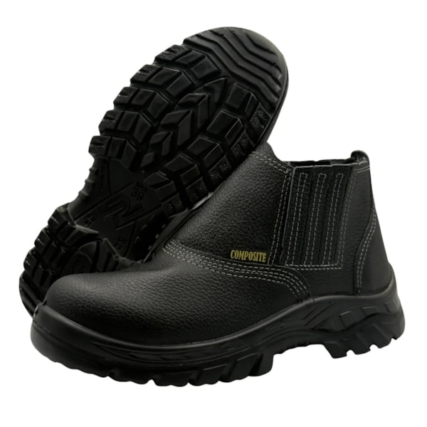 Botina com elástico preta bico composite solado PU Ca 45267 Ecosafety-e501277f-6b39-40c7-b0b7-4bb8ec6b7340