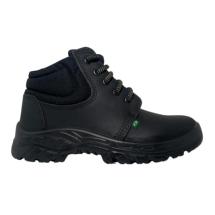 Botina de couro com cadarço bico PVC preta Ca 40677 Ecosafety