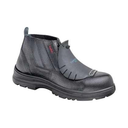 Botina elástico couro preto biqueira composite antiperfuro proteção metatarso Ca 42804 Conforto