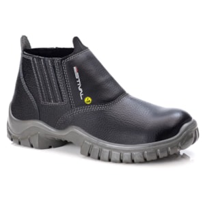 Botina elástico couro preto taloneira amarela Ca 40843 Estival