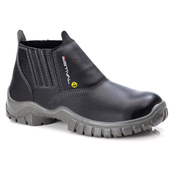 Botina elástico couro preto taloneira amarela Ca 40843 Estival-fafdff64-639b-4e6b-b2d0-a54de04b9c95