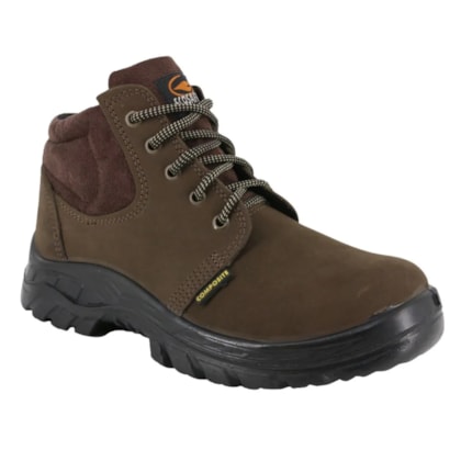 Botina nobuck cadarço café bico composite ref. PS137AC Ca 47167 Ecosafety