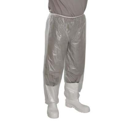 Calça de polietileno transparente com elástico na cintura e tornozelo Prevemax