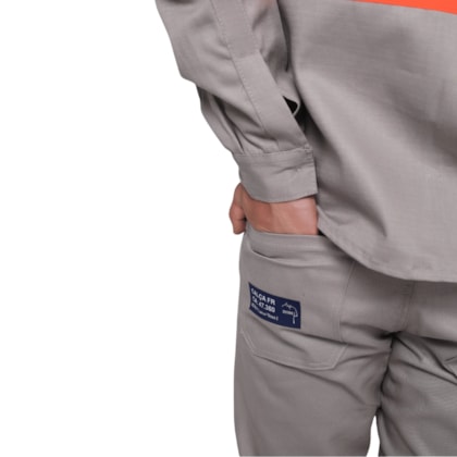 Calça NR-10 Risco 2 Azul Royal Faixa Refletiva Laranja CA 47360