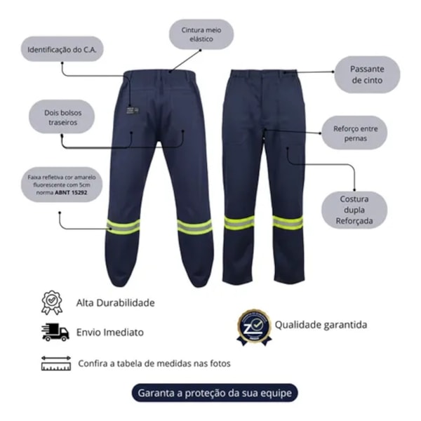 Calça NR-10 Risco 2 Azul Royal Faixa Refletiva Verde CA 47360 Zengo-96706632-7360-41e5-ae15-48fbde36440c
