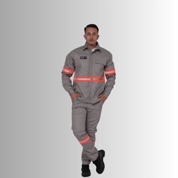 Calça NR-10 Risco 2 Cinza Faixa Refletiva Laranja CA 47360-18dd93df-6b6a-489b-a848-43b01f4da77e