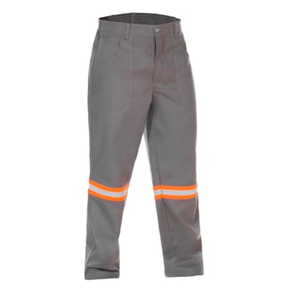 Calça Nr10 C/ Velcro Cinza  Faixa Refletiva Laranja Ca 36101