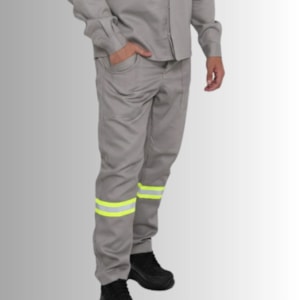 Calça Nr10 Cinza Com Faixa Refletiva Verde Ca 52272