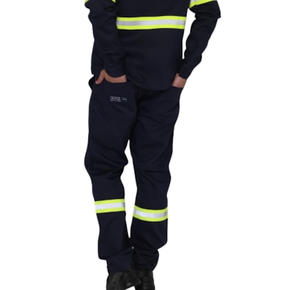 Calça Nr10 Risco 2 Azul Marinho Faixa Refletiva Verde Ca 47360 Zengo