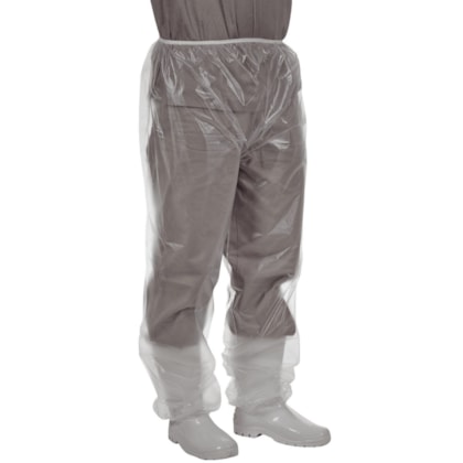Calça polietileno com elástico na cintura e tornozelo transparente 12g pacote com 20 unidades ref. CAL00130 Ca 30355 Prevemax