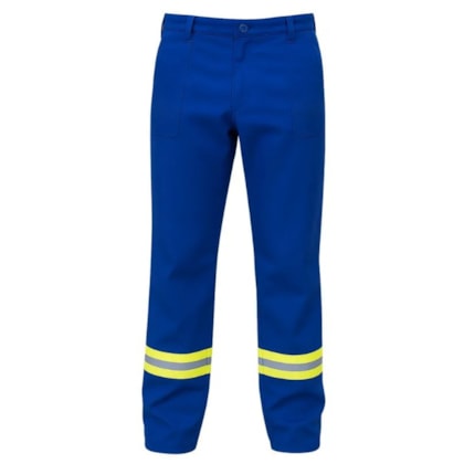 Calça Ret A Chama Azul Royal Com Faixa Refletiva Verde Ca 45720