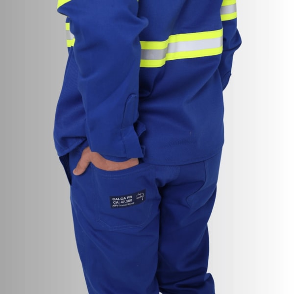 Calça Ret A Chama Azul Royal Com Faixa Refletiva Verde Ca 45720-e5257ad1-7070-4f98-b77f-19c739a352ce