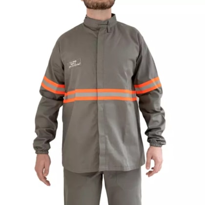 Camisa Eletricista Cinza Claro Nr10 Com Refletivo Laranja Ca 45735