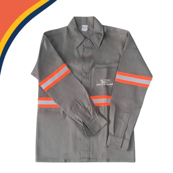 Camisa Eletricista Cinza Claro Nr10 Com Refletivo Laranja Ca 45735-e31e360f-a552-4bac-b36b-1bea5e2460c5