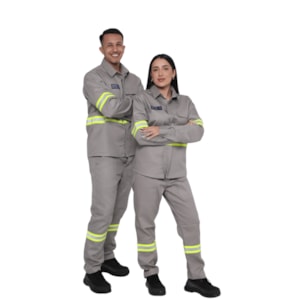 Camisa NR-10 Risco 2 Cinza Com Faixa Refletiva Verde CA 47358