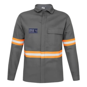 Camisa NR-10 Risco 2 Cinza Faixa Refletiva Laranja CA 47358
