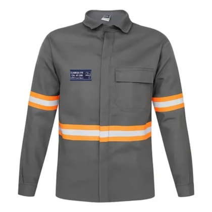 Camisa NR-10 Risco 2 Cinza Faixa Refletiva Laranja CA 47358
