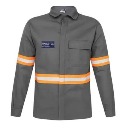 Camisa NR-10 Risco 2 Cinza Faixa Refletiva Laranja CA 47358
