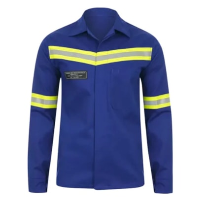 Camisa Nr10 Azul Com Faixa Refletiva Verde Ca 52270