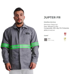 Camisa Nr10 Cinza Com Faixa Refletiva Verde Ca 52270