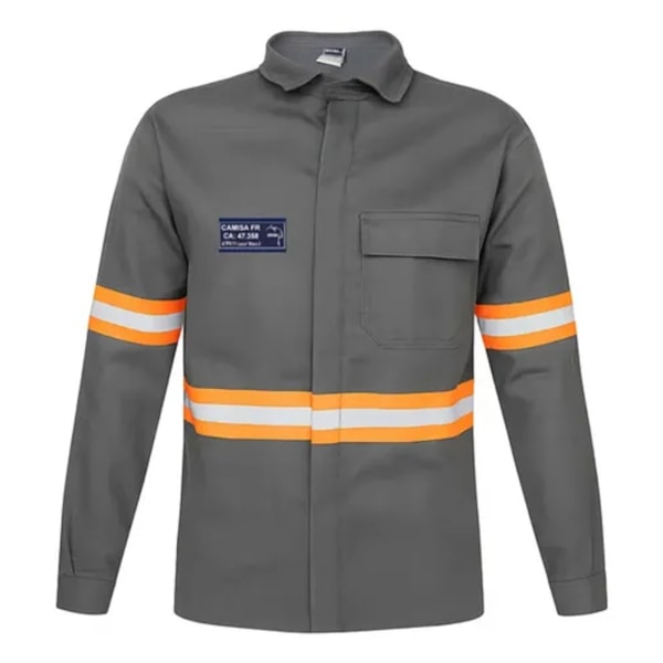 Camisa Retenção A Chama Cinza Com Faixa Refletiva Laranja Ca 36102-237586fb-e301-4b1f-a8e4-89e803ea10ab