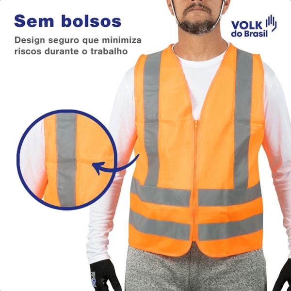 Colete Refletivo Laranja Sem Bolso Com Zíper-cb6a148c-988c-48fa-b98c-024528819743