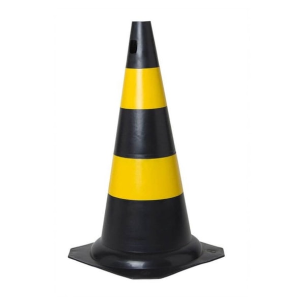 Cone Emborrachado Amarelo E Preto 75 Cm-84c4e492-c4a2-4b63-aaab-bea035f9d014