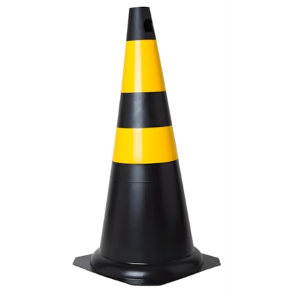Cone Flexível Amarelo/Preto 75cm Com Refletivo Plastcor