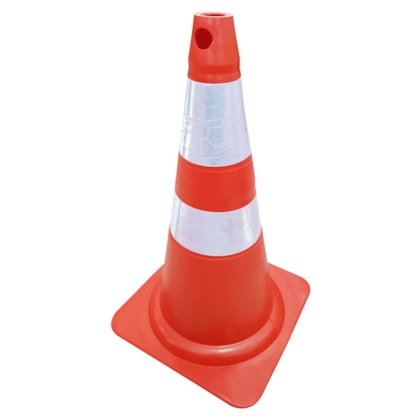 Cone Flexível Laranja E Branco 75cm Com Faixa Refletiva 700.00652