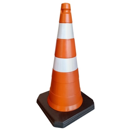 Cone Laranja E Branco C/ Base De Borracha 75cm  Pl4060