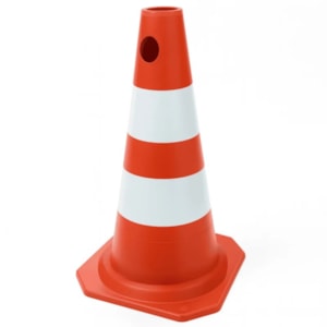Cone Laranja E Branco Rígido 75cm Com Refletivo Plt
