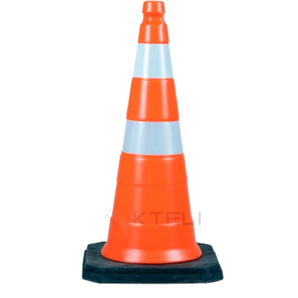 Cone obra com base de borracha 75 cm laranja e branco Kteli-4e74e97e-d500-4ce8-9087-24bb85b1bd0c