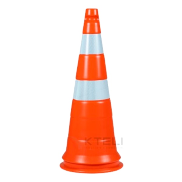 Cone obra com base de borracha 75 cm laranja e branco Kteli-3013d13b-e155-4415-8284-2d7ff6831cb3