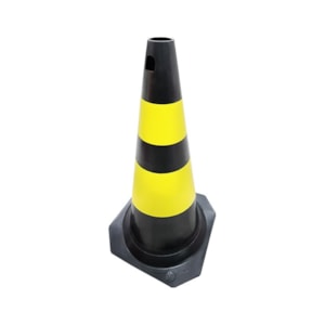 Cone Rigido Preto/amarelo 50cm Com Faixa Injetada